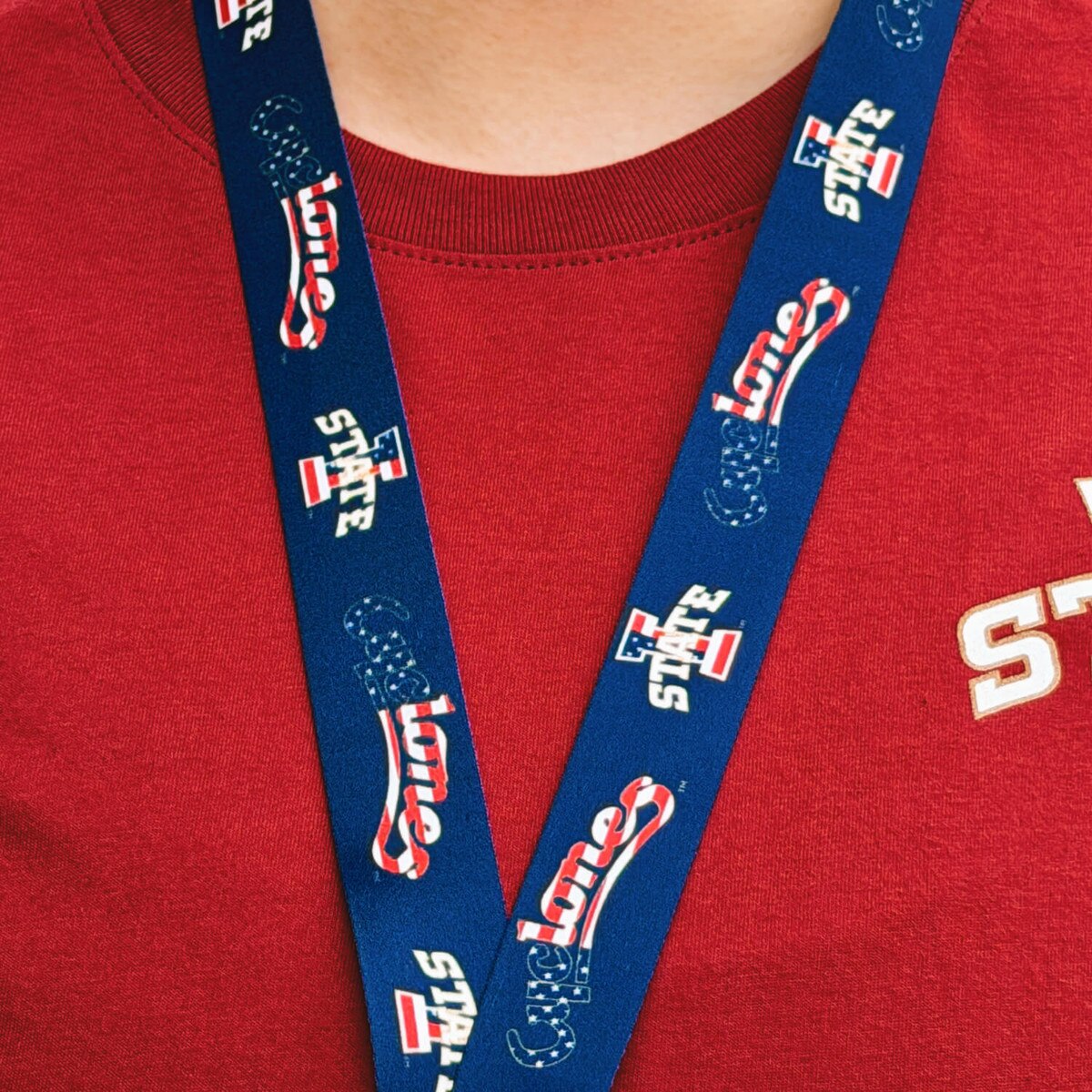 Patriotic Cyclones Script 2-Sided Buckle Lanyard (1")